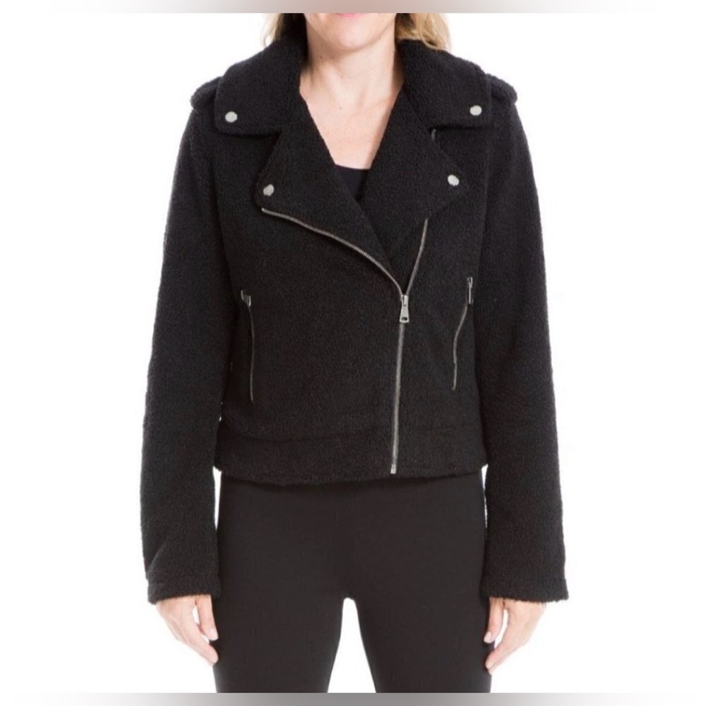 Max Studio faux fur shearling moto jacket